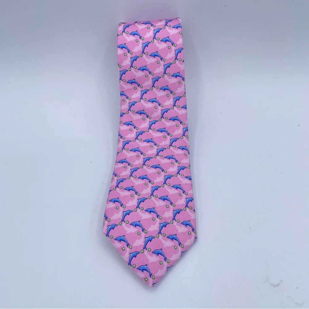 Brooks Brothers Boys Silk Dolphin Tie OS Pink/Blue